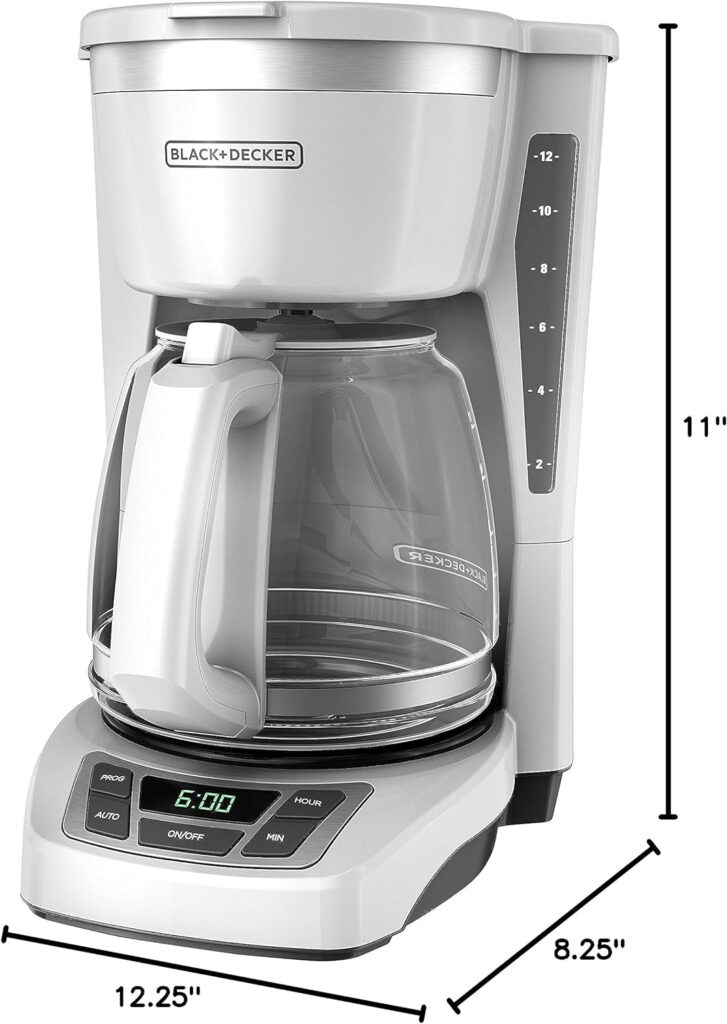 Black+Decker CM1160W-1 CM1160W 12-Cup Programmable Coffeemaker, white/stainless steel