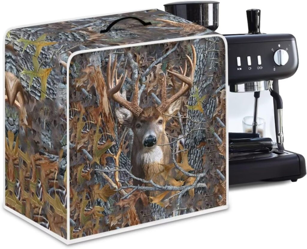 DISNIMO Camo Deer Coffee Maker Cover Dust Protection Kitchen Appliance Cover, Anti Fingerprint Polyester Dust Proof Stain Resistant Blender Cover for Home Kitchen,Size L