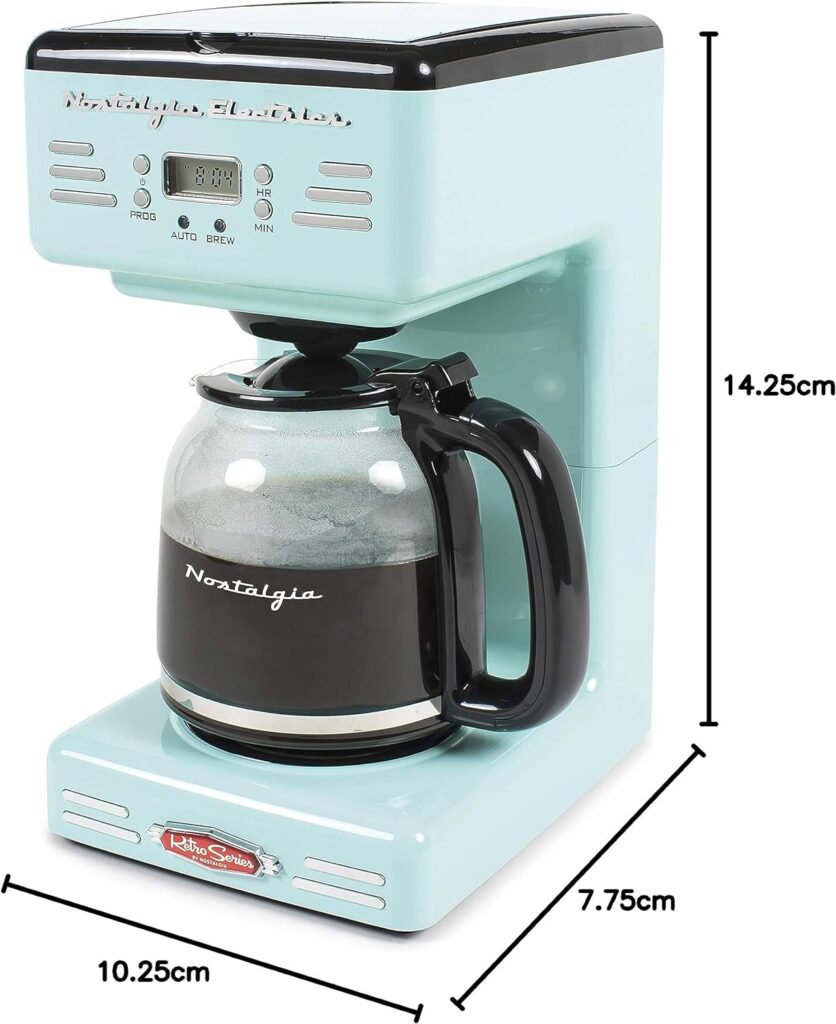 Nostalgia Retro 12-Cup Programmable Coffee Maker With LED Display, Automatic Shut-Off  Keep Warm, Pause-And-Serve Function, Aqua