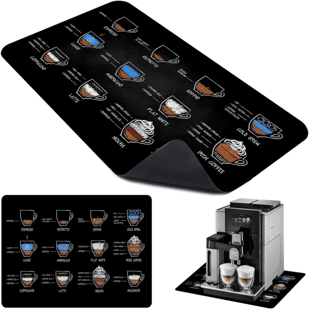 BetterJonny Coffee Machine Mat, Coffee Bar Mat for Countertop, Instantly Hides Stains Such As Water, Coffee and Milk Bottom Rubber Material Non-Slip and Impermeable Easy to Clean