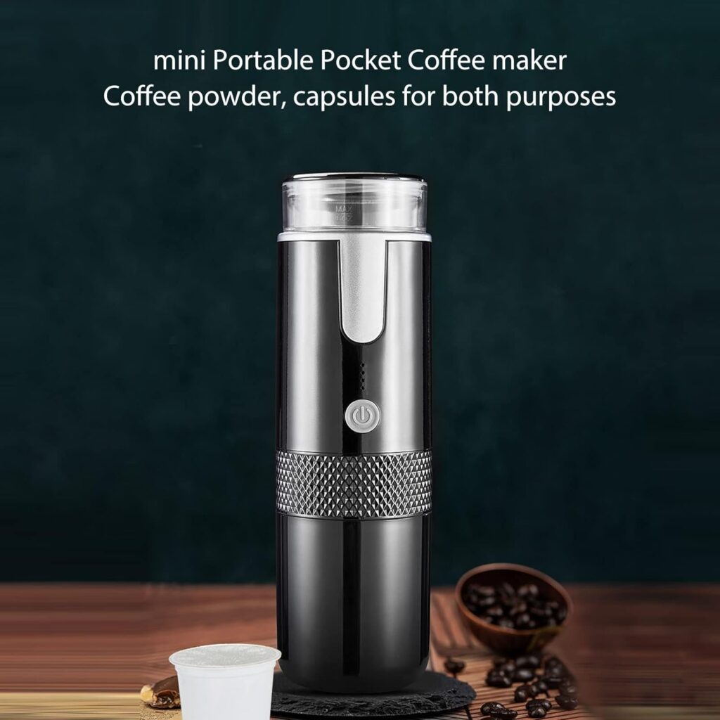 CHICIRIS Portable Coffee Machine Compatible for K Cup Capsules Ground Coffee Handheld Coffee Maker Manually Operated for Camping Hiking One Button Operation