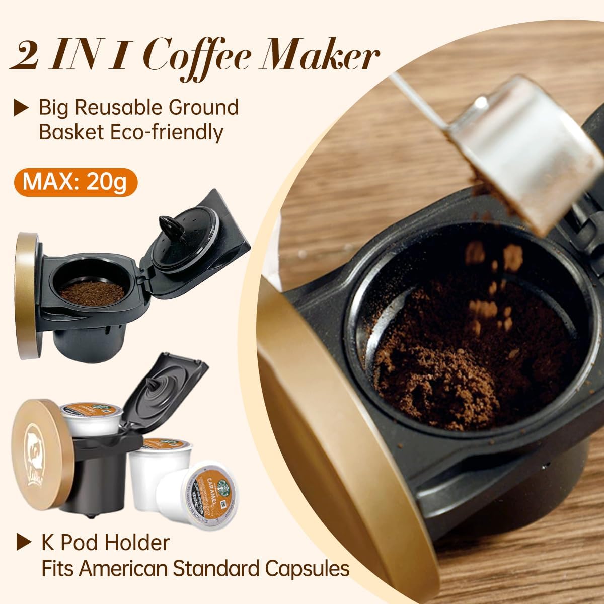 Coastacloud Single Serve Coffee Maker K Cup Ground Coffee compatible review