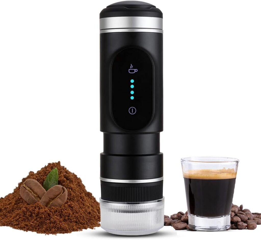 KuroShine Portable Coffee Maker for Compact  Fast Coffee on-the-go: Mini Espresso Machine, Portable Espresso Maker, Portable Battery Operated Coffee Maker for Travel or Camping Outdoor Use in the Car