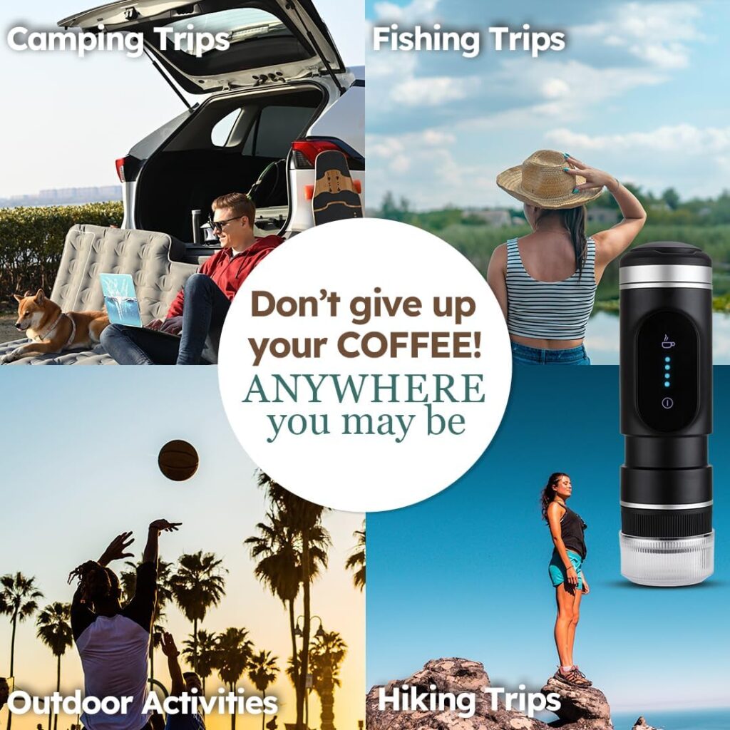 KuroShine Portable Coffee Maker for Compact  Fast Coffee on-the-go: Mini Espresso Machine, Portable Espresso Maker, Portable Battery Operated Coffee Maker for Travel or Camping Outdoor Use in the Car